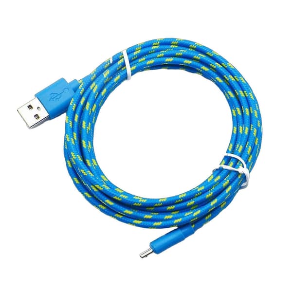 2.4A Hurtiglading Datakabel Micro USB-kabel Nylonflettet Ledning Telefonlader og Datasynkroniseringskabel for Samsung for Xiaomi 50cm Blue