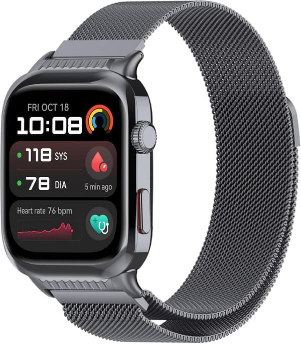 Flettet urrem i rustfrit stål kompatibel med Huawei Watch D2, magnetisk, slidstærk, lys guld