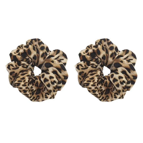 2 stk. Leopard Scrunchies til Kvinder Hestehaleholder Brown Leopard