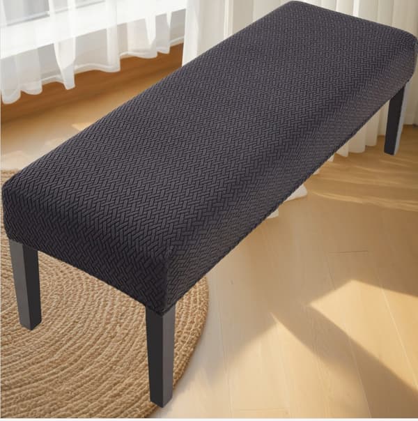 Bænkovertræk til hjemmehotel, sort, 120x43x12 cm, polyester, vaskbart, pletafvisende