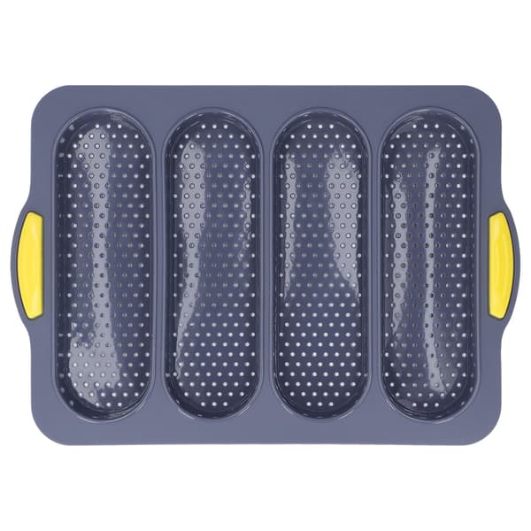 Silikone Baguetteform, 4 Riller, Lysegrå, Non-Stick Brødbageform