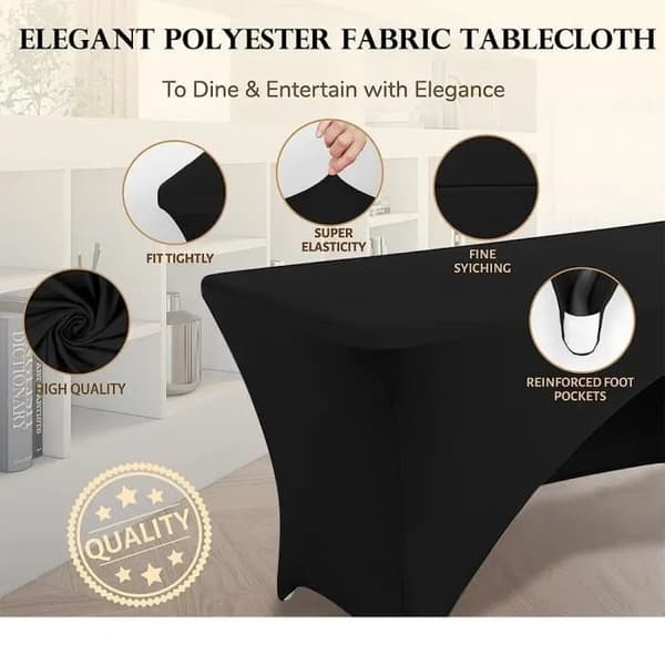 Tilpasset strekkdug 6FT/183CM, Spandex Polyester, Svart, for fester
