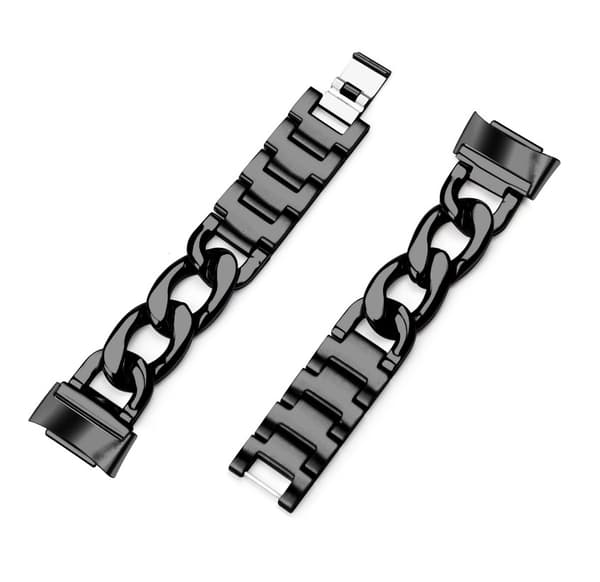 Urrem i rustfrit stål kompatibel med Fitbit Charge 3/4, sort, 19,3x1,8 cm