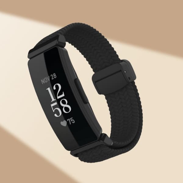 Nylon urrem til Fitbit Inspire 3, sort, blødt vævet, sikker magnetisk lukning Black