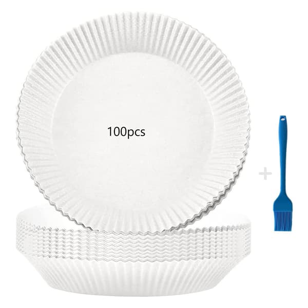 Engångspappersfoder för Air Fryer, 100-pack, Non-Stick, 220°C Värmebeständig, Bakplåtspapper