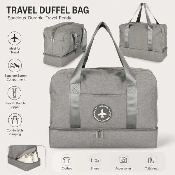 Reisebag, grå, 39x18x30cm, polyester, håndbagasje for Ryanair