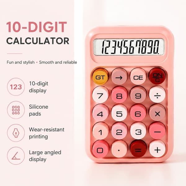 Pink Dopamin-Lommeregner, Sødt Design til Kontor, Studerende og Bogholdere