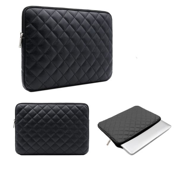 Bærbar computer sleeve, sort, 15,6 tommer, PU-læder, holdbar, stødsikker, blødt foret