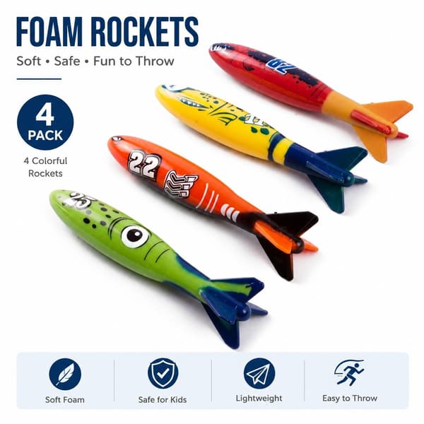 Dykleksaker Torpeder, 4-pack, sjunker till botten, sim- och dykträning, poolkul
