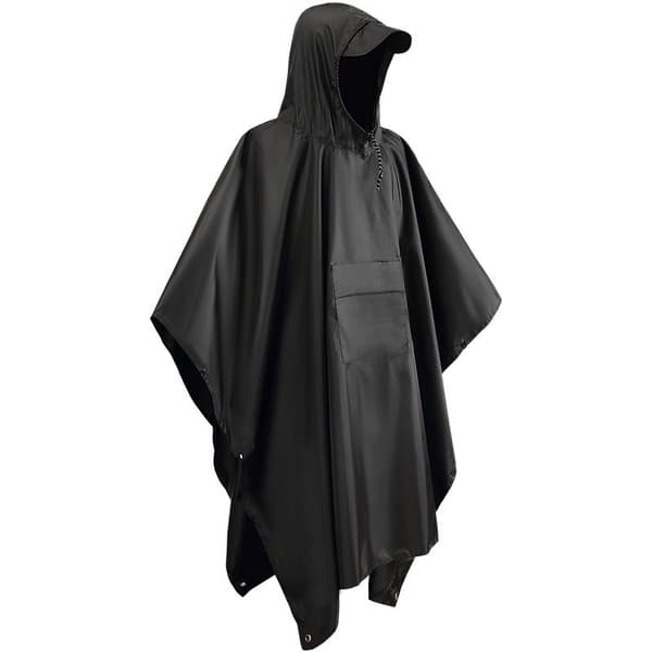 Regnponcho, sort, vandtæt presenning, underlag, 105x143 cm, polyester, udendørs