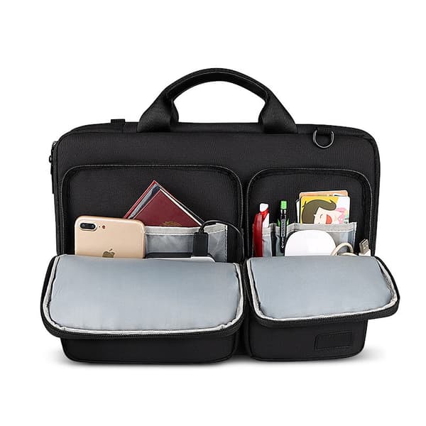 Laptopfodral med axelrem, svart, S, polyester, vattentätt, stötsäkert