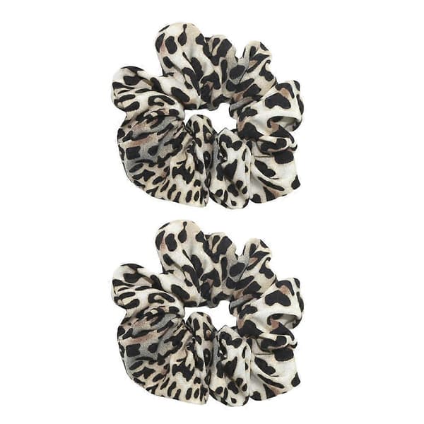 2 stycken Leopard Scrunchies Hårband för Kvinnor Light Leopard