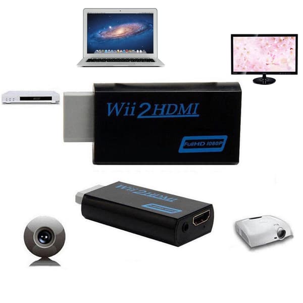 HDMI-sovitin Nintendo Wiille, 1080p Full HD, valkoinen, Plug & Play White