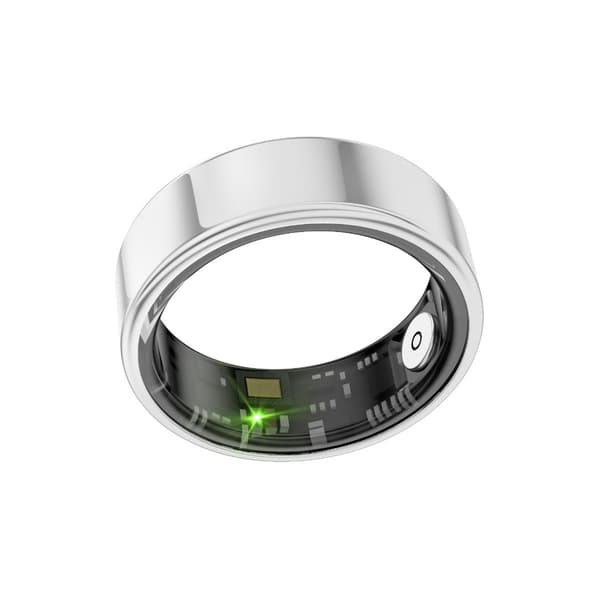 Smart Ring, Sølv, Størrelse 10, 30-dages batteri, IP68 Vandtæt, Puls- & SpO2- & Søvntracker
