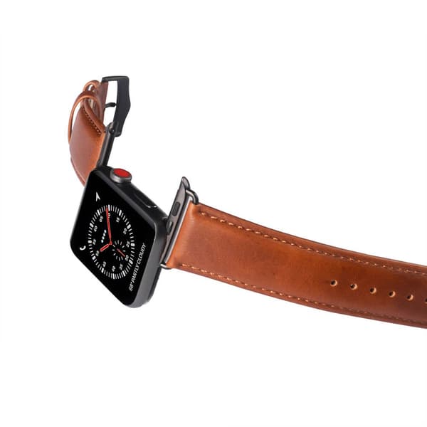 Brun læderrem til Apple Watch 42/44/45mm, ægte premium læder