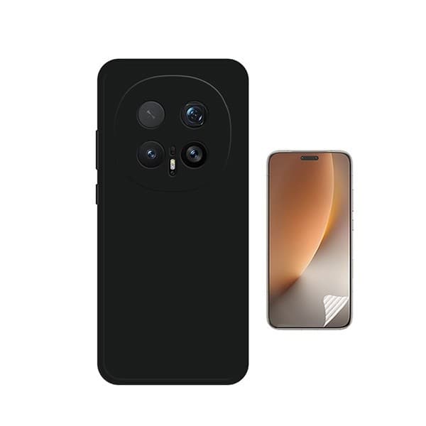 Hydrogel skjermbeskyttersett for Honor Magic8 Pro, silikon frontdeksel, svart