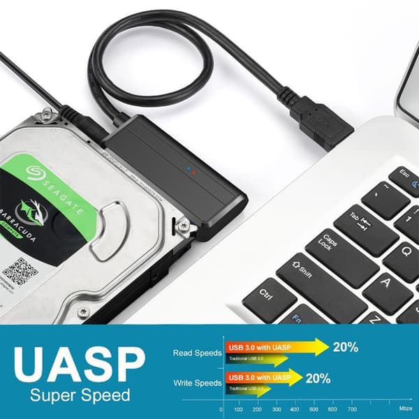 SATA till USB 3.0-adapterkabel för 2,5/3,5 tums SSD HDD, extern hårddiskkonverterare