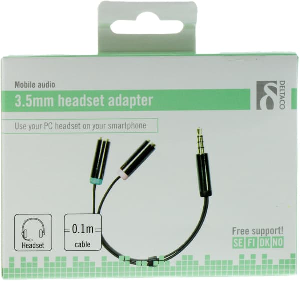 3,5 mm hann til hunn lydadapter, 4-pins, 0,1 m