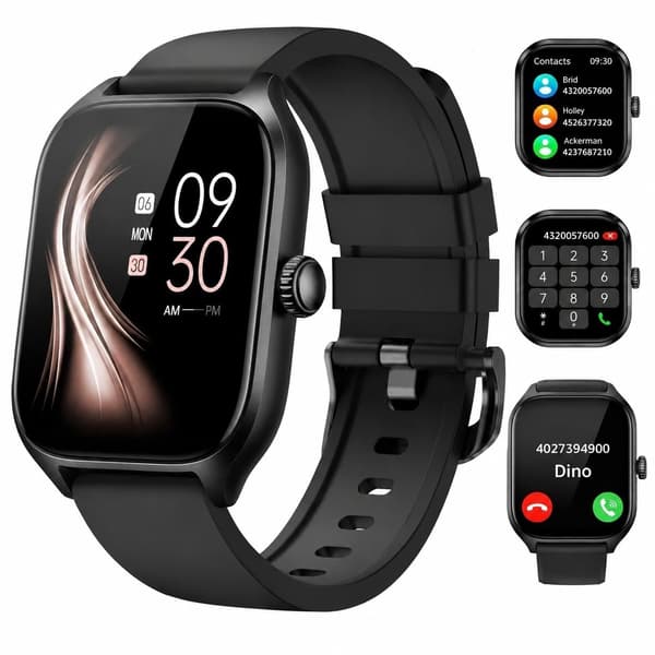 2,01\" Fuld Touch Smartwatch til Mænd og Kvinder, Bluetooth, Besvar-Ring, Notifikationer, Metalkabinet