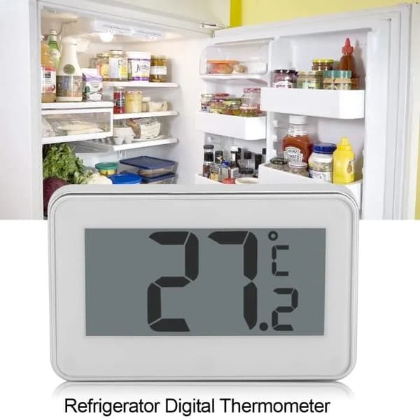 LCD Digitalt Termometer til Køleskab og Fryser, Justerbar Magnet, -20 til 60°C