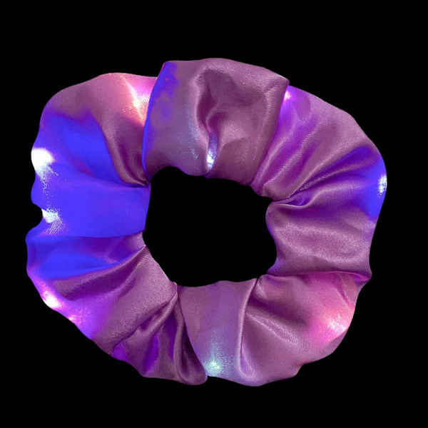 LED Lys Hår Elastikker satin og Hårbånd Hårringe Lysende Hestehale Purple