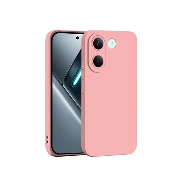 Härdat glas-kit med flytande silikonfodral för Xiaomi Poco X8 Pro, rosa