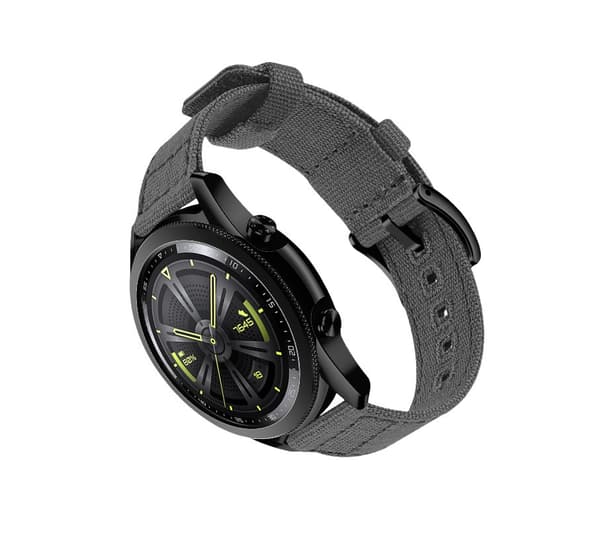 Urrem i kanvas til Huawei GT4, mørkegrå, 20 mm, quick release, åndbar