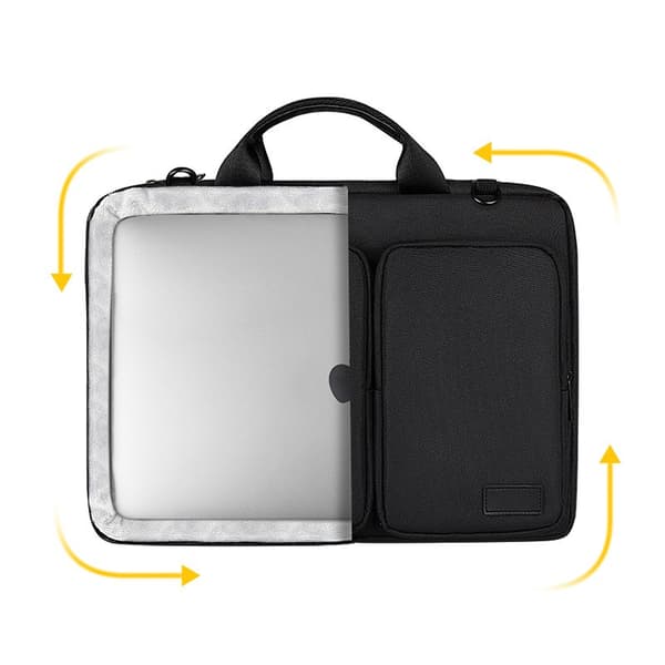 Laptopfodral med axelrem, svart, S, polyester, vattentätt, stötsäkert