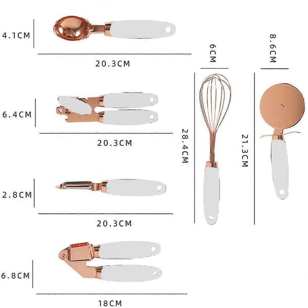 7 dele Essentials køkkenredskabssæt i rustfrit stål med bløde håndtag til madlavning style4128
