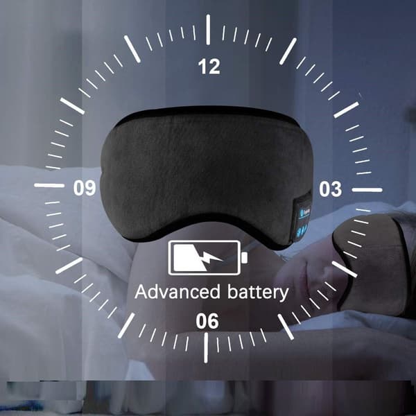 Bluetooth-unimaski kuulokkeilla, musta, langaton 5.0, säädettävä, pestävä
