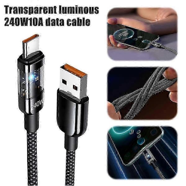 240W USB Type C-kabel Hurtigopladningskabel til bærbar computer 2025 25cm