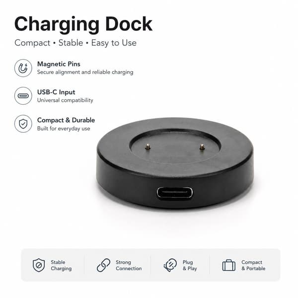 Oplader til Huawei Watch GT & Honor Magic Watch, Magnetisk Trådløs Ladestation, Sort