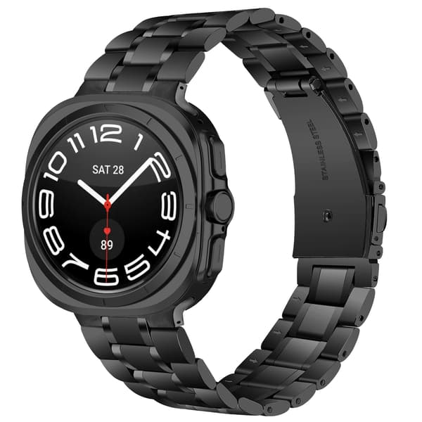 Urrem i rustfrit stål til Samsung Galaxy Watch 7 Ultra 47mm, sort, 316L, premium