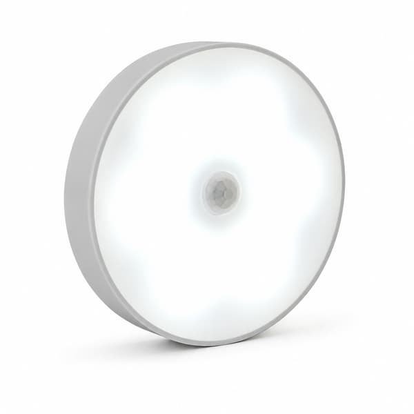 Rund LED-nattlampa, vit varm USB-uppladdningsbar väggmontering för sovrum, barnrum, hall