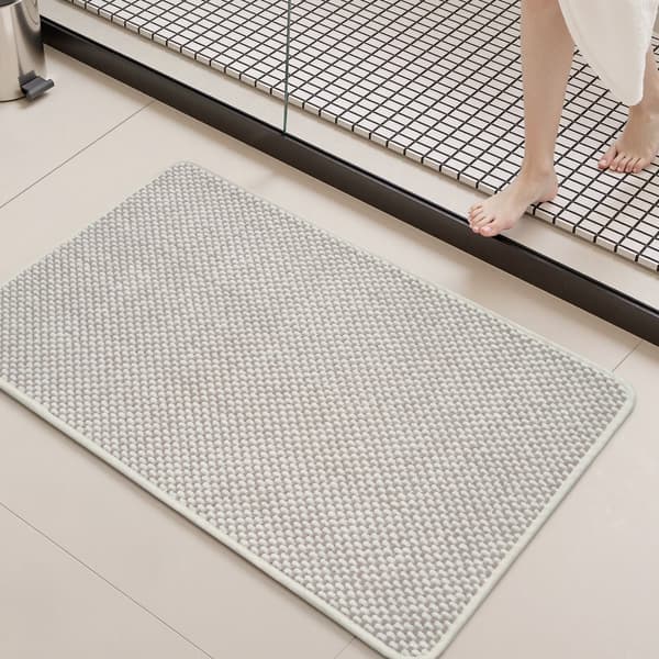 Skridsikker bademåtte, blød absorberende hurtigtørrende chenille, gummibagside, maskinvaskbar, 20x32, beige