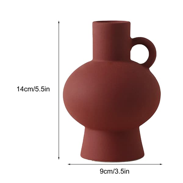 Vase med hank, mat skildpadderød, moderne dekorativ blomstervase