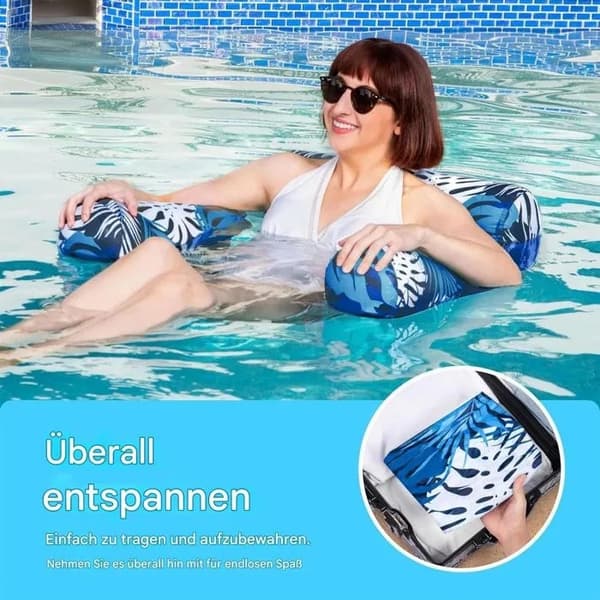 Uppblåsbar solstol för vuxna, blå, med pump, för pool och strand