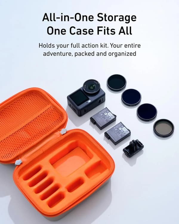 Vanntett hard bæreveske for DJI Osmo Action 6 og tilbehør - Støtsikker EVA reiseveske, grå