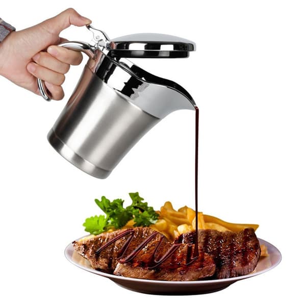 750 ml sovsekande i rustfrit stål, dobbeltvægget isoleret, til bøf, grill, ketchup