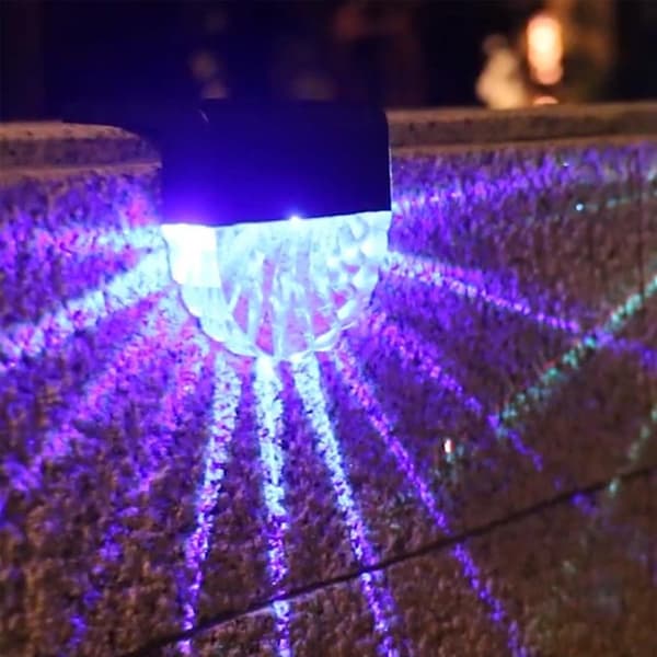Solcellsdriven LED-trappbelysning, staketbelysning i akryl för utomhusbruk, vattentät, IP65, varmvitt ljus 2 Pack