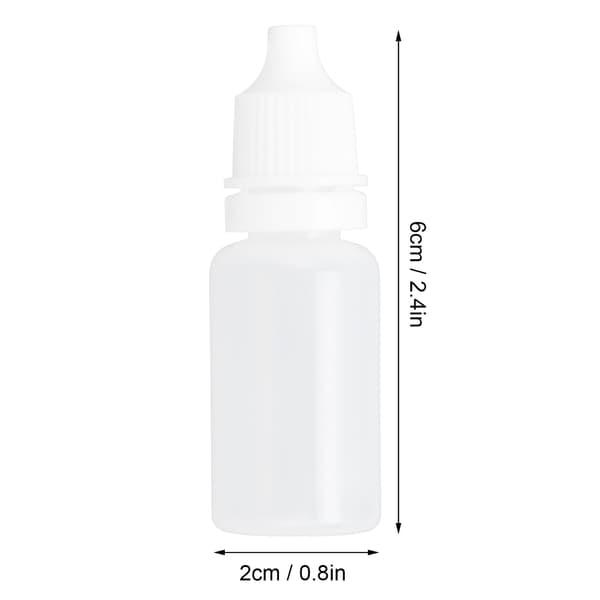50 stk. 10 ml tomme øyedråpeflasker, klembare plastdråpebeholdere med propper