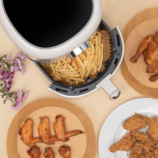 Air Fryer Pappersfoder, 20 cm, 100-pack, Naturligt, Non-Stick Pergament, Engångs