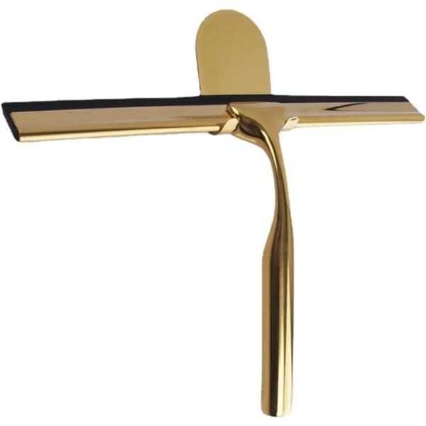 Guld rustfrit stål bruseskraber, 25 cm, silikoneblad, til badeværelsesglas