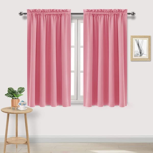 100% mørklægningsgardiner, sort silke, varmeisolering og energibesparelse til soveværelset 52x54 in Pink