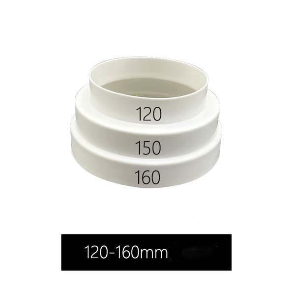 Kanalreduktionsforbindelse, hvid, 120-160 mm justerbar, plast, til ventilationssystemer