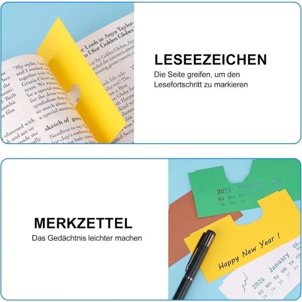 2026 Mini Skrivebordskalender, Avtakbar, 3D Kunstnerisk, med Post-it-lapper, Notatbokstil
