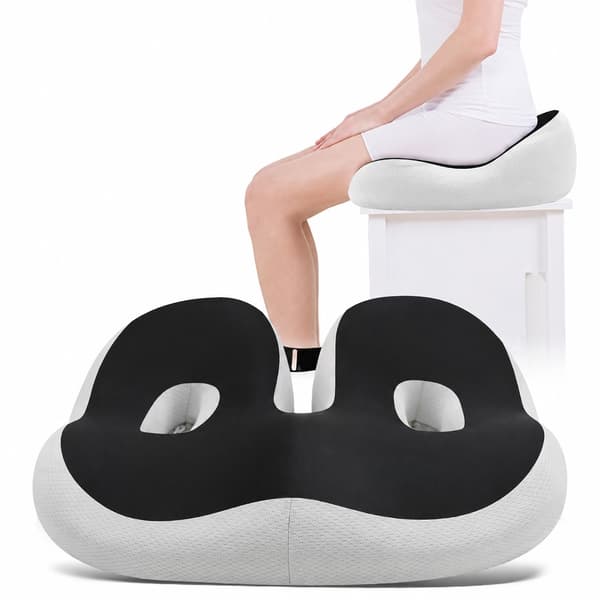 Sædepude i memoryskum, sort, ergonomisk til lindring af halebenesmerter, kontorstol