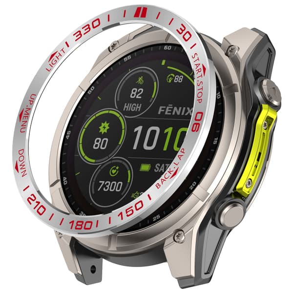 Garmin Tactix 8 51mm AMOLED Bezel, Sølv & Rød Accent, Rustfrit Stål, Beskyttende