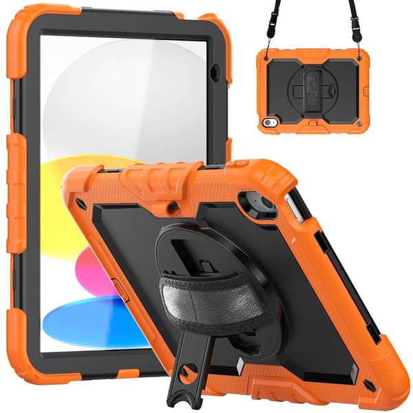 Etui til iPad 10. generation 10,9\" 2022, silikone + PC fuld kropsbeskyttelse, orange