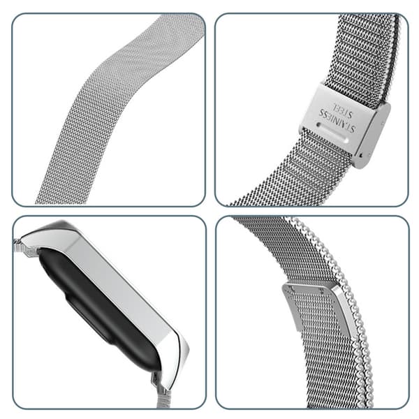 Metallarmband för Xiaomi Mi Band 3/4/5/6, Silver, Zinklegering, Justerbart